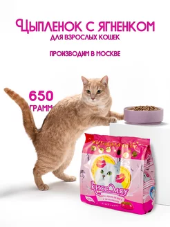 Сухой корм для кошек, Мясо цыпленка с ягненком, 650г