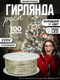 Светодиодная гирлянда нить роса 100М (220V-дом)