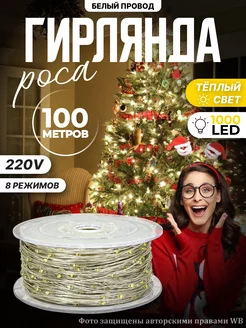 Светодиодная гирлянда нить роса 100М (220V-дом)