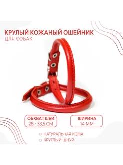 Круглый кожаный ошейник (обхват 28-33,5 см) для собак