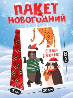 Подарочный новогодний пакет с приколом для упаковки подарка