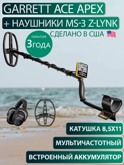 Металлоискатель ACE Apex+наушники MS-3 Z-Lynk (8,5х11)