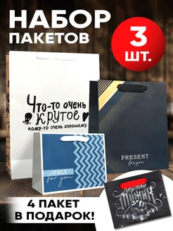 Набор пакеты подарочные для упаковки подарка 4 шт