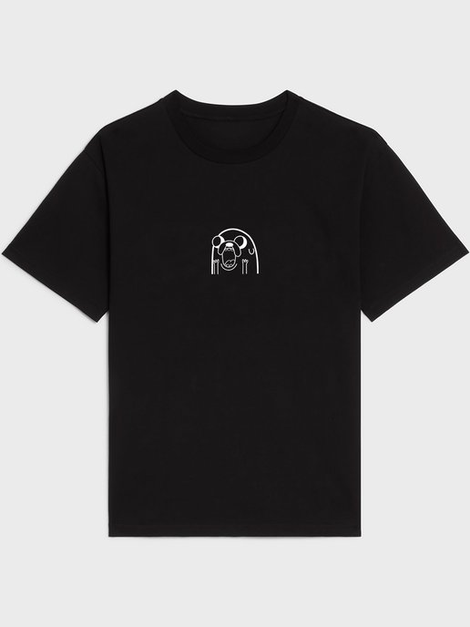 Черная футболка с принтом Adventure Time Джейк