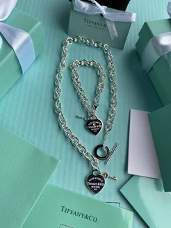Колье тогл и браслет Tiffany с цирконом