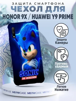 Чехол на HONOR 9X силиконовый с принтом соник