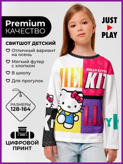 Свитшот с длинным рукавом оверсайз с принтом Hello Kitty