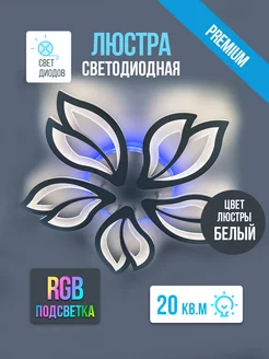 Люстра потолочная светодиодная с пультом и RGB-подсветкой