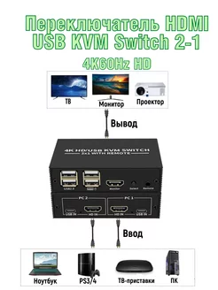 HDMI USB KVM Switch 2-1 переключатель 2023 года