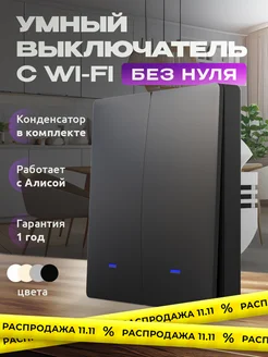 Умный выключатель с Алисой и wi-fi двухклавишный