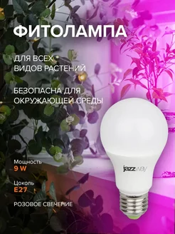 Лампа PPG A60 Agro 9w FROST E27 IP20 (для растений)