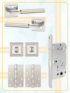 Ручка дверная CITY"SN с защелкой ML96 + фиксатор, петли 4B