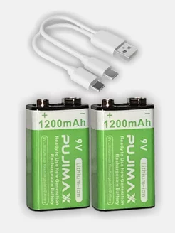 Аккумуляторная батарейка Крона USB Type-C (9В, 1200мАч) 2шт