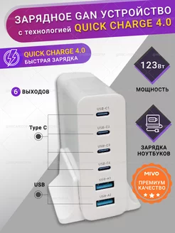 Компактное зарядное GAN устройство мощностью 123 Вт