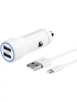 азу A16 2USB, 2.4A + кабель USB-A - Lightning