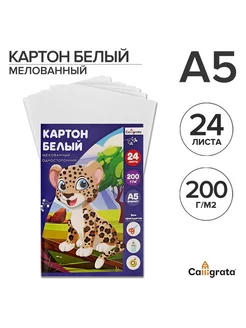 Картон белый А5, 24 листа