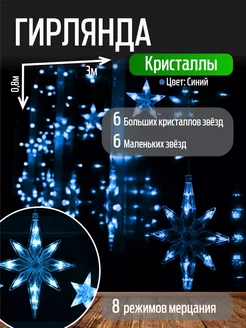 Гирлянда новогодняя штора на окно