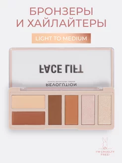 Палетка для лица бронзер хайлайтер FACE LIFT Light to Medium