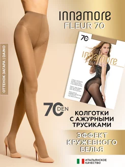 Колготки капроновые с ажурными трусиками Fleur 70 ден