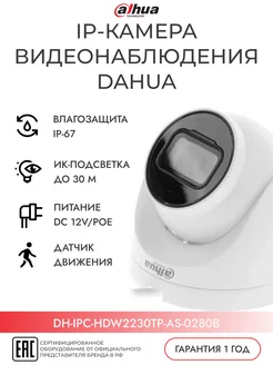 IP-камера уличная 2Mп DH-IPC-HDW2230TP-AS-0280B 2.8mm белая