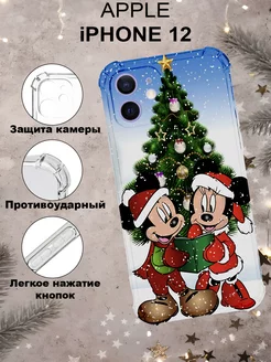 Чехол на iPHONE 12 силиконовый новогодний микки