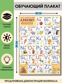 Обучающий плакат А2 учебный "Английский алфавит", СА-П-022