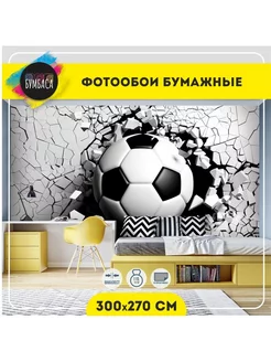 Фотообои бумажные детские Футбольный мяч 3D 300х270 см