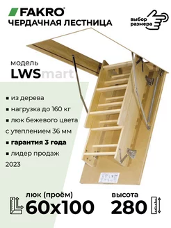 Складная чердачная лестница c люком LWS 60х100х280 см