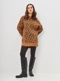 Свитер вязаный оверсайз с принтом