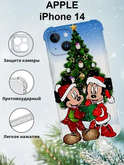 Чехол на iPHONE 14 силиконовый новогодний с принтом Микки