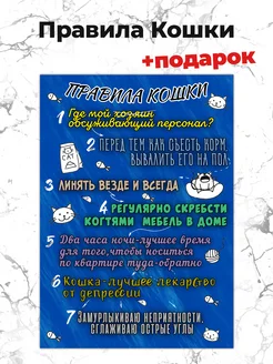 Прикольный магнит Правила Кошки А4