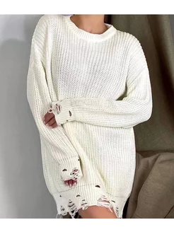 Платье туника вязаное рваное оверсайз