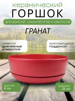 Горшок для бонсай, суккулентов и кактусов с поддоном D22см